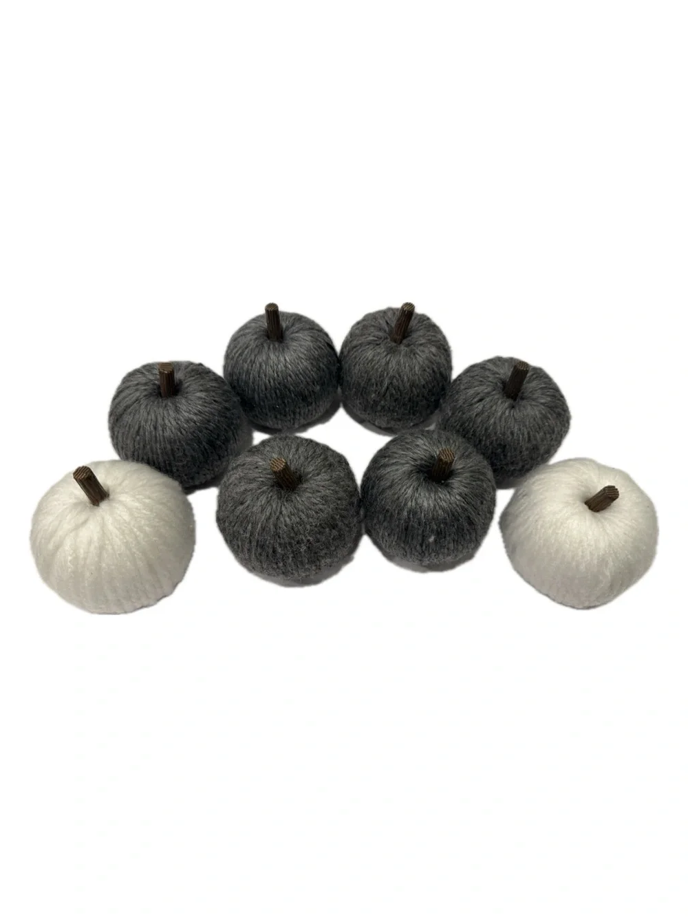 Set of 8 Minimalist Decorative Pumpkins in Gray and White